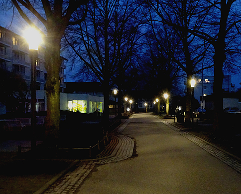 LED-Lampen in der Salinenstraße, die schon vor mehreren Jahr auf LED umstellt wurde